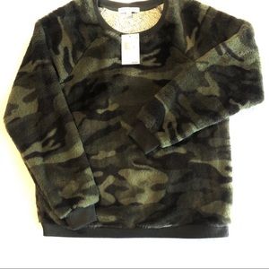 Socialite Faux Fur Camouflage Crew Neck Sweater